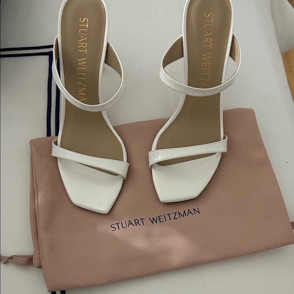 New Stuart Weitzman White Strappy Heels
